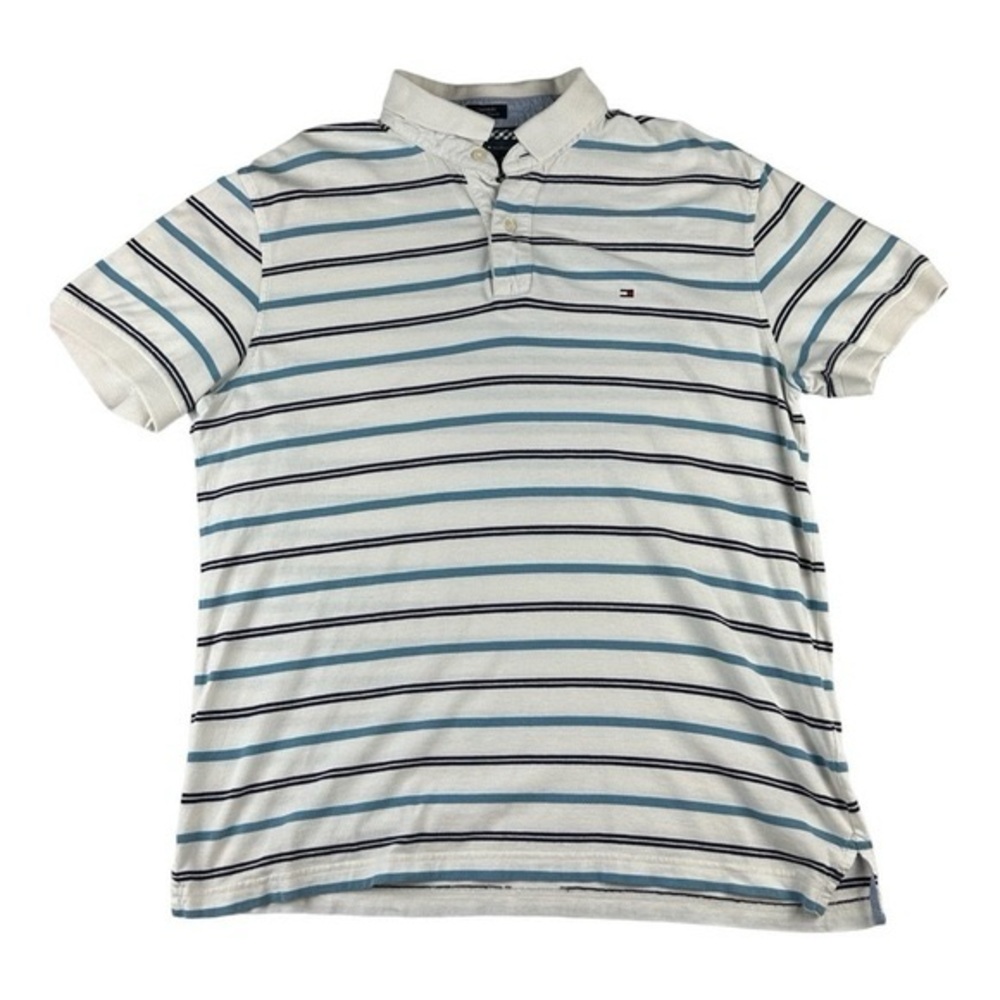 Tommy Hilfiger Striped Polo Golf Shirt Short Sleeve Size L